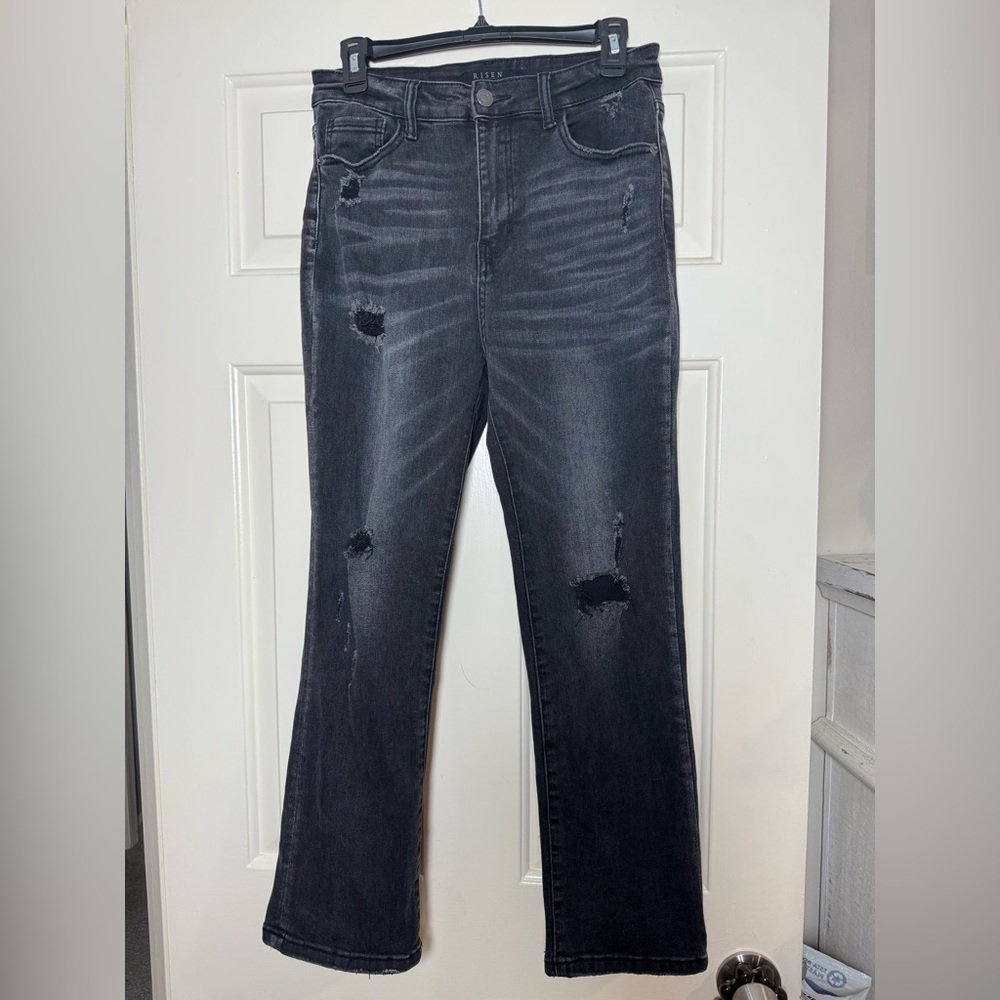 Risen Vintage Washed Straight Leg Jeans